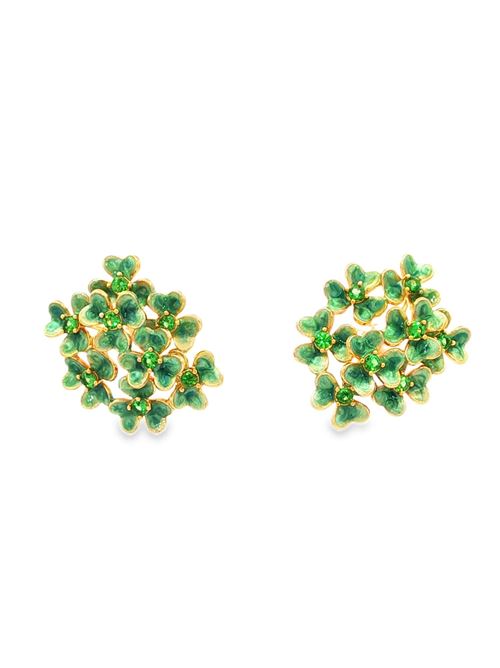 Orecchini a forma di trifoglio con pietre dorate e verdi smaltate di verde GOCCIAZZURRA JEWELS | ORCLOVEROROVERDE